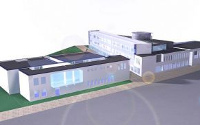 Vogelschau auf Kindertagesheim und Vilksschule